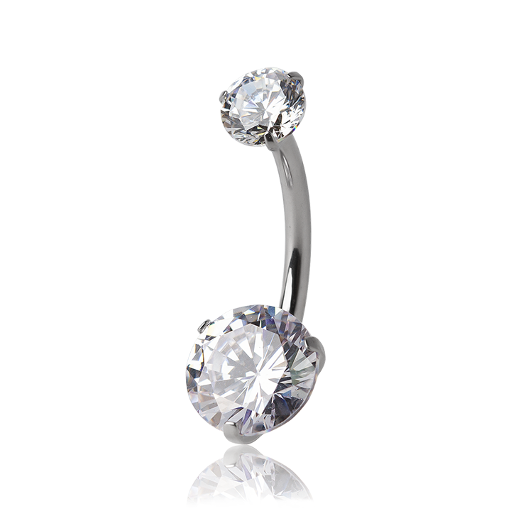 Fashion Zircon Opal Body Piercing Jewelry Heart Shaped Titanium Navel Belly Rings