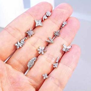 Customizable Trendy 316L Stainless Steel CZ Earring Studs for Cartilage Tragus Helix Piercing Jewelry