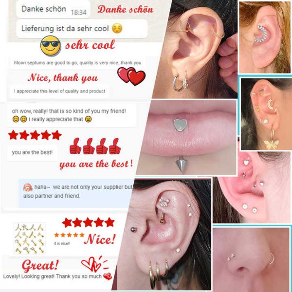 ASTM F136 Titanium Jewelry Piercing Helix Earring Labret Internally Threaded Top Piercing Body Jewelry for Women