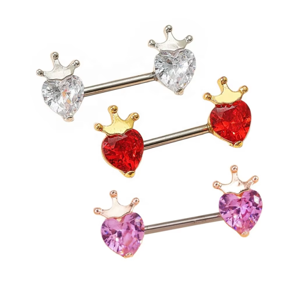 Xinfocus Hot Sale Heart Zircon Nipple Ring Fashion Women Men Nipple Piercing Jewelry Stainless Steel Body Piercing Jewelry