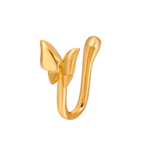 Women's Gold-Plated Mermaid Nose Clip Fashionable Body Jewelry with Cubic Zirconia for Weddings Engagements Gifts