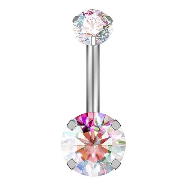 Stainless Steel Opal Navel Ring 6-piece Set AB Drill Navel Nail Body Piercing Jewelry