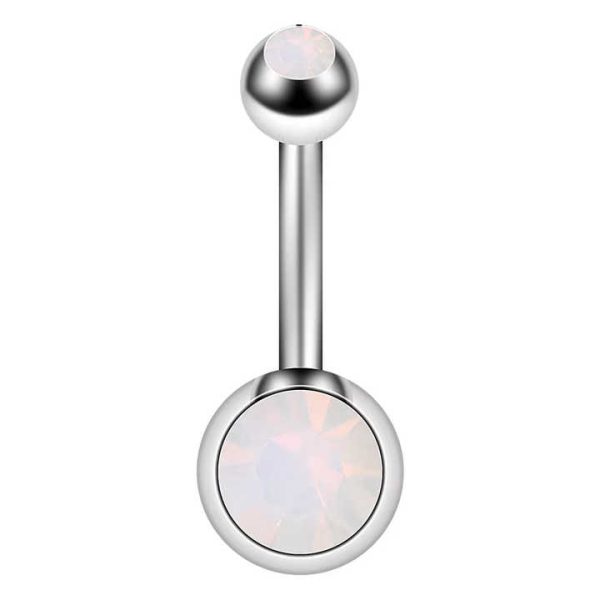 Stainless Steel Opal Navel Ring 6-piece Set AB Drill Navel Nail Body Piercing Jewelry