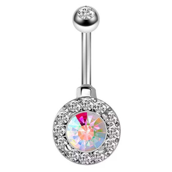 Stainless Steel Opal Navel Ring 6-piece Set AB Drill Navel Nail Body Piercing Jewelry
