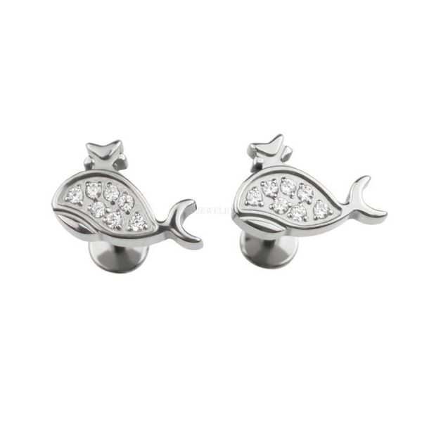 Newest Developed F136 Titanium Internally Threaded Labret Whale Top Lip Piercing Jewelry Zircon Stone Fashion Body Ready Ship