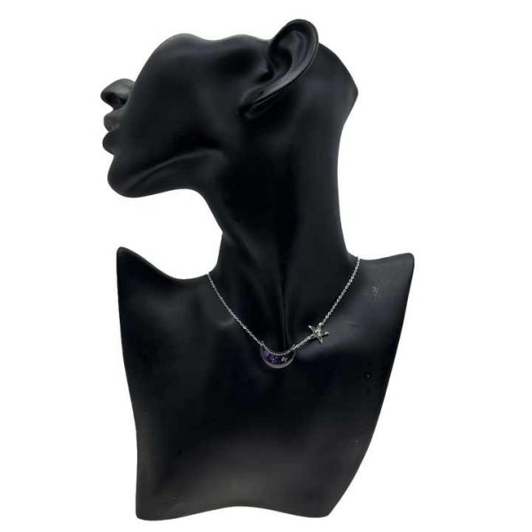 Hot Selling Clear Epoxy Jewelry Half Moon and Star Pendant Real Dried Flower Handmade Necklace for Women