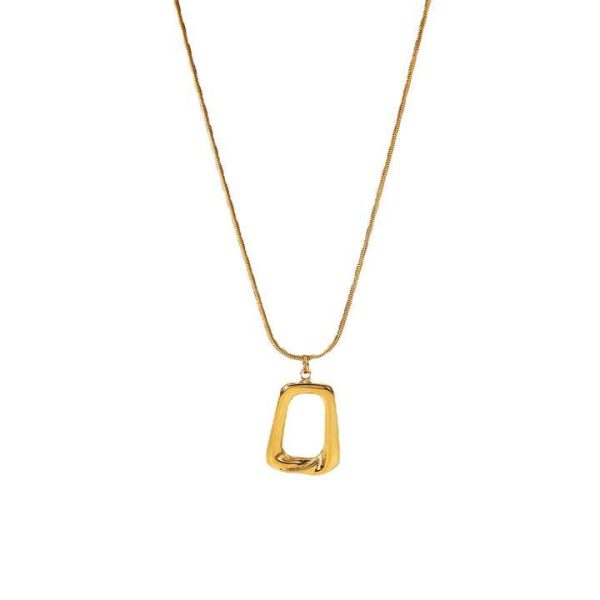 2405 Jieding Wind New Vintage Stainless Steel Trapezoidal Necklace 18K Gold Plated Hollow square Pendant Fashion Jewelry Women