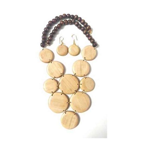 Fashion Small Size Trapezoidal Wood Pendant Necklace with Decorated Beautiful Ornament for Girls Attractive Look Women