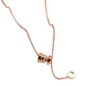 Hot Selling Fashion Simple Roman Numerals 1 Ring Stone Stainless Steel Necklace Jewelry