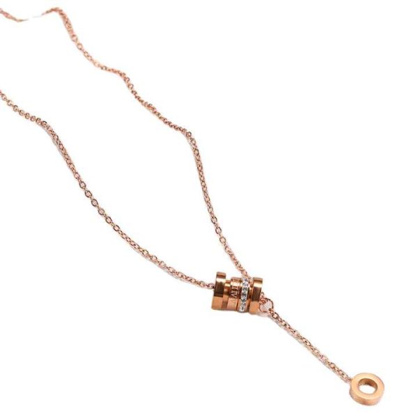 Hot Selling Fashion Simple Roman Numerals 1 Ring Stone Stainless Steel Necklace Jewelry