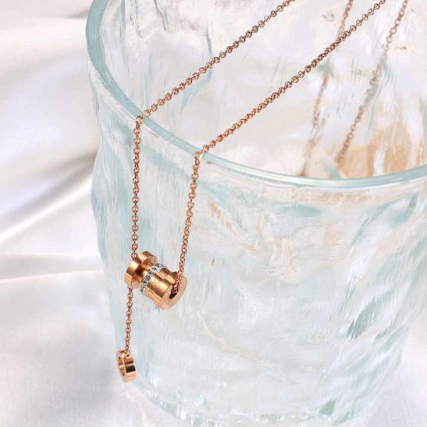 Hot Selling Fashion Simple Roman Numerals 1 Ring Stone Stainless Steel Necklace Jewelry