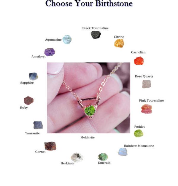 Raw Sapphire Crystal Triangle Shape Birthstone Pendant Necklace Fashion Power Jewelry With Raw Gemstone Necklace
