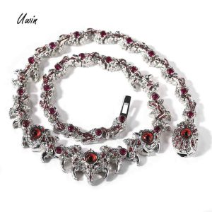 2024 New Fashion Jewelry Evil Eye Jewelry Luxury Red CZ High Quality Men Necklace Dropshipping Hip Hop Jewelry Eye Necklace