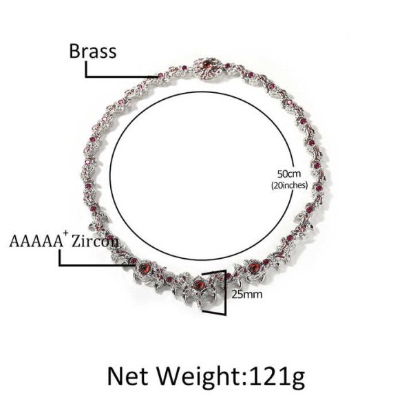 2024 New Fashion Jewelry Evil Eye Jewelry Luxury Red CZ High Quality Men Necklace Dropshipping Hip Hop Jewelry Eye Necklace