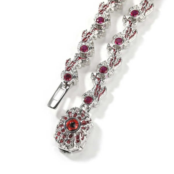 2024 New Fashion Jewelry Evil Eye Jewelry Luxury Red CZ High Quality Men Necklace Dropshipping Hip Hop Jewelry Eye Necklace