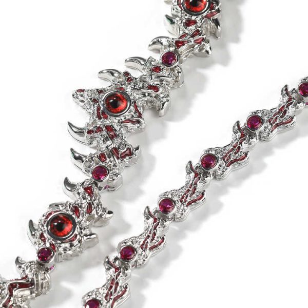 2024 New Fashion Jewelry Evil Eye Jewelry Luxury Red CZ High Quality Men Necklace Dropshipping Hip Hop Jewelry Eye Necklace