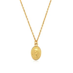 Simple Personality 925 Sterling Silver Jewelry Fashion Gold Plated Medugorje Virgin Mary Pendant Necklace