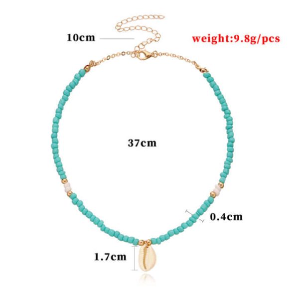 Fashion Hand Made 18k Gold Plated Blue Coconut Sea Shell Conch Pendant Necklace Cowrie Jewelry for Women 2023