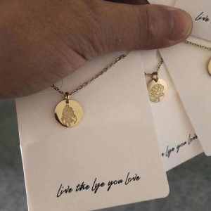 Trendy Stainless Steel Birth Flower Coin Necklace 18K Gold Plated Unisex Power Chain Jewelry Gift