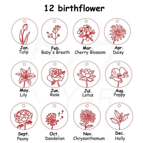 Stainless Steel 18K Gold Coin Fashionable Friendship Memorial Birth Flower Power Necklace