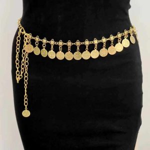 Vintage Round Fringe Coin Alloy Waist Chain Hip Hop Fashion Dress Belt Jewelry