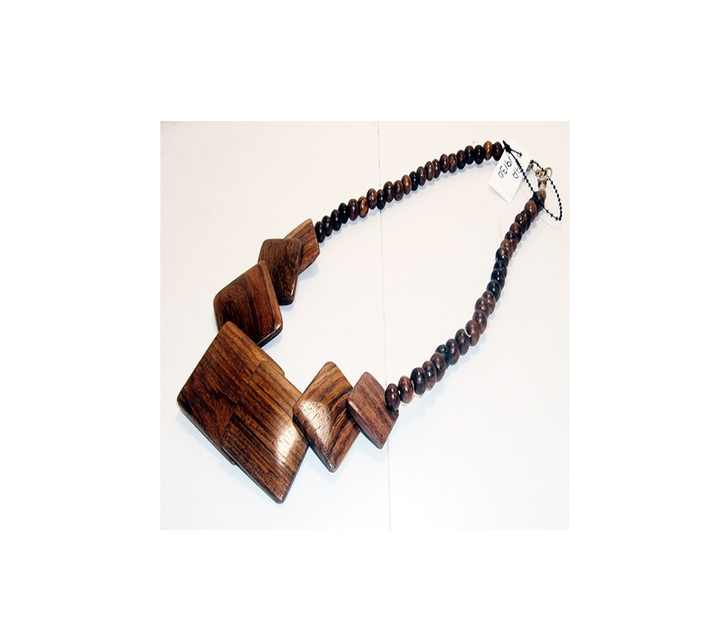 Antique Piece Square Wood Beads Choker Collar Statement Necklace for Events Birthday Party and Wedding Use