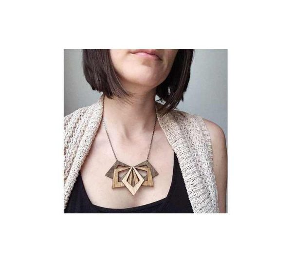 Antique Piece Square Wood Beads Choker Collar Statement Necklace for Events Birthday Party and Wedding Use