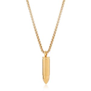 Stainless Steel Bullet Pendant Necklace with Shell Accent, Unisex Cylinder Hop Design, Simple Blue Zinc Plated Jewelry