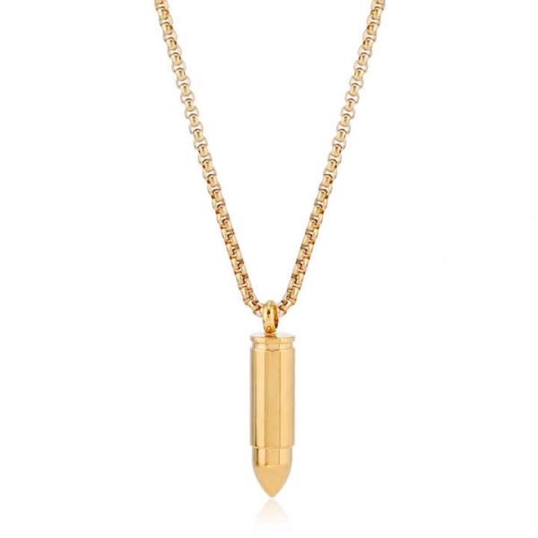 2401 Zhongqi Titanium Steel Bullet Pendant Men's Women's Necklaces Hop Cylinder Simple Stainless Casting Jewelry Manufacturers