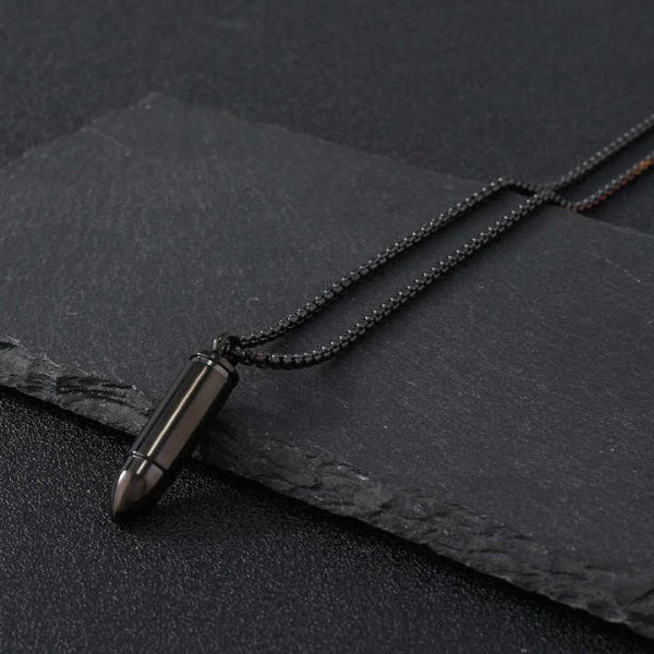 2401 Zhongqi Titanium Steel Bullet Pendant Men's Women's Necklaces Hop Cylinder Simple Stainless Casting Jewelry Manufacturers