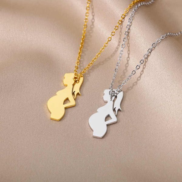 New Fashion Stainless Steel Necklace Jewelry Gold Planted Mother's Day Series Pendant Holding Children Necklace