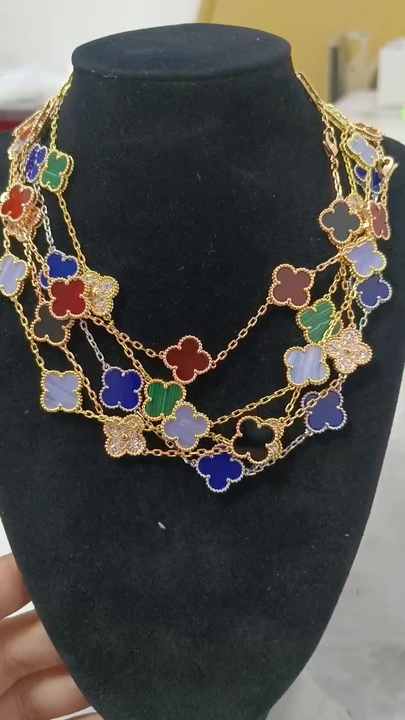 Punk Style Stainless Steel Agate Flower Charm Necklace with Twisted Singapore Chain for Unisex Power Jewelry