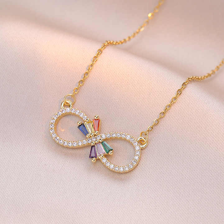 Dropshipping Simple Fashion Personality Figure 8 love Heart Micro Inset Zircon Necklace Lady Necklace Valentine's Day Gift N556