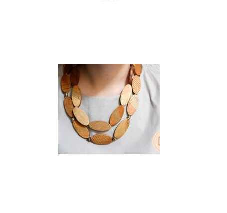 High Quality Fashion Women's Jewelry Chunky Natural Wood Long Statement Indian Look Necklace for Hot Sale