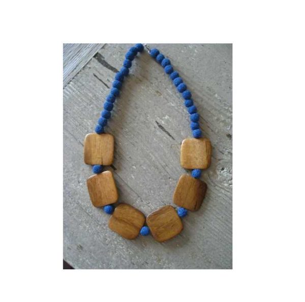 High Quality Fashion Women's Jewelry Chunky Natural Wood Long Statement Indian Look Necklace for Hot Sale