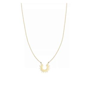 Trendy Titanium Steel Sunburst Pendant Necklace for Women - Delicate Power Necklace with Gold and Silver Plating