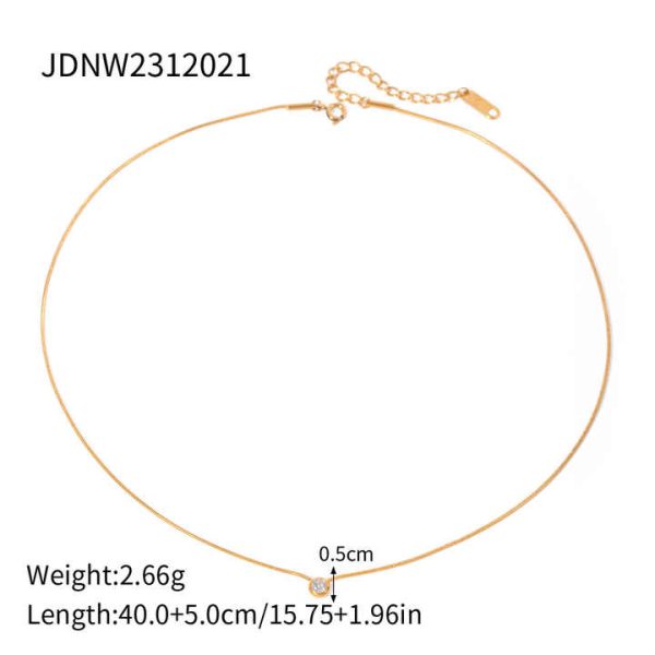 Design 18K Gold Stainless Steel Jewelry Channel Zircon Triple Pendant Choker Necklace Party