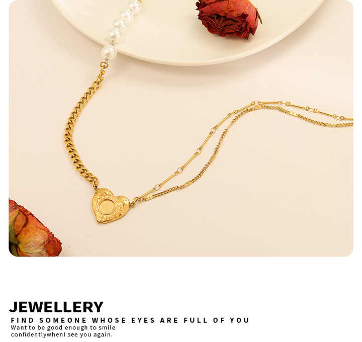 2024 Trends Gold Plated Cubic Zirconia Imitation Pearl Heart Star Pendant Fashion Jewelry Necklaces for Women