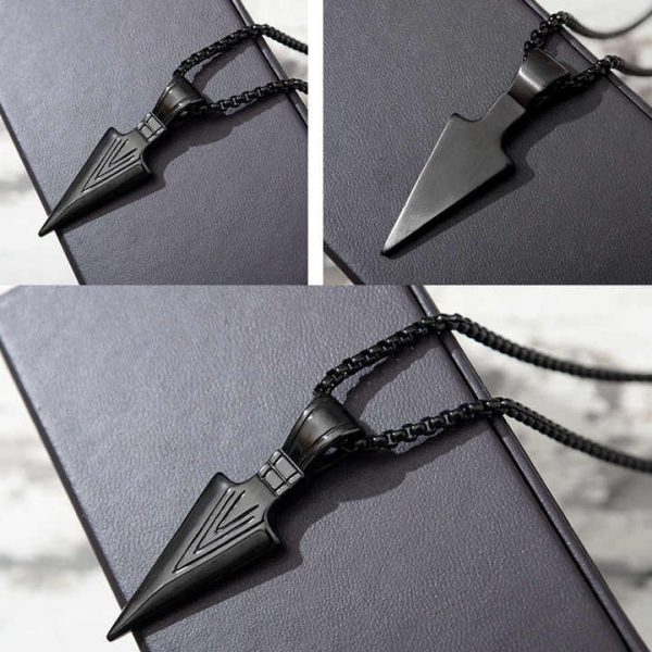 Collar Fashion Arrow Pendant Jewelry Men Multicolor Stainless Steel Triangle Arrowhead Necklace
