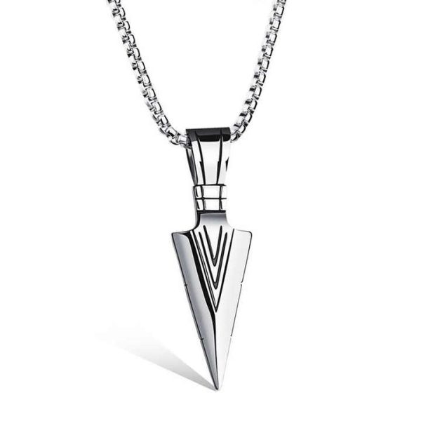 Collar Fashion Arrow Pendant Jewelry Men Multicolor Stainless Steel Triangle Arrowhead Necklace