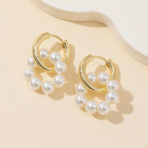 New Pearl Small Circle Hoop Earrings for Women Gold Plated Piercing Ear Buckle Pearls Eardrop Minimalist Jewelry
