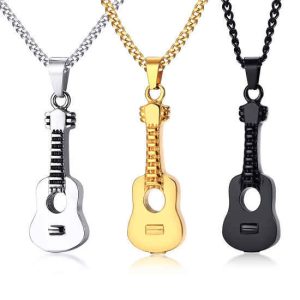 Can Open Urn Guitar Pendant Titanium Steel Guitar Necklace Fashion Necklac