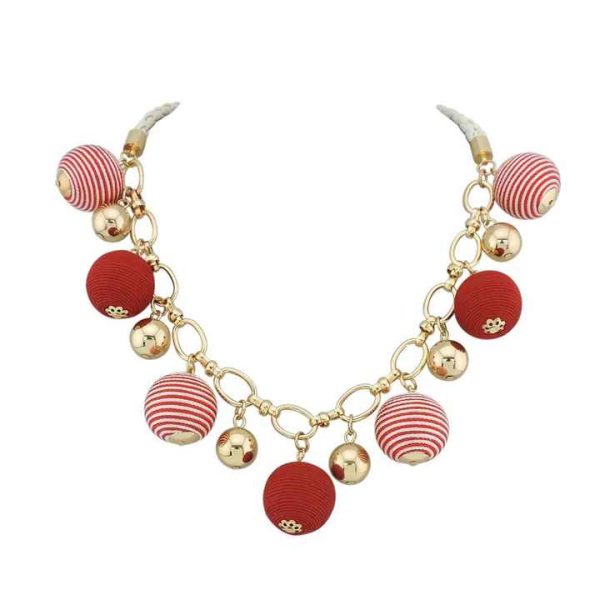 Dropshipping Amazon Sells Explosive European and American Fashion Geometric Winding Thread Ball Pendant Necklace N485