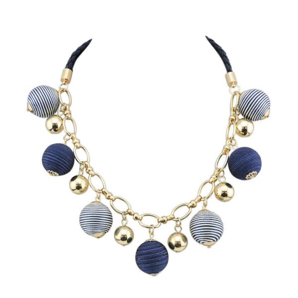 Dropshipping Amazon Sells Explosive European and American Fashion Geometric Winding Thread Ball Pendant Necklace N485