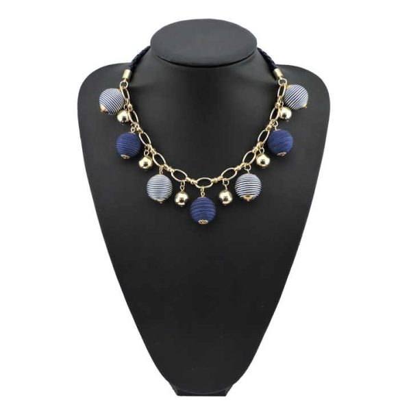 Dropshipping Amazon Sells Explosive European and American Fashion Geometric Winding Thread Ball Pendant Necklace N485