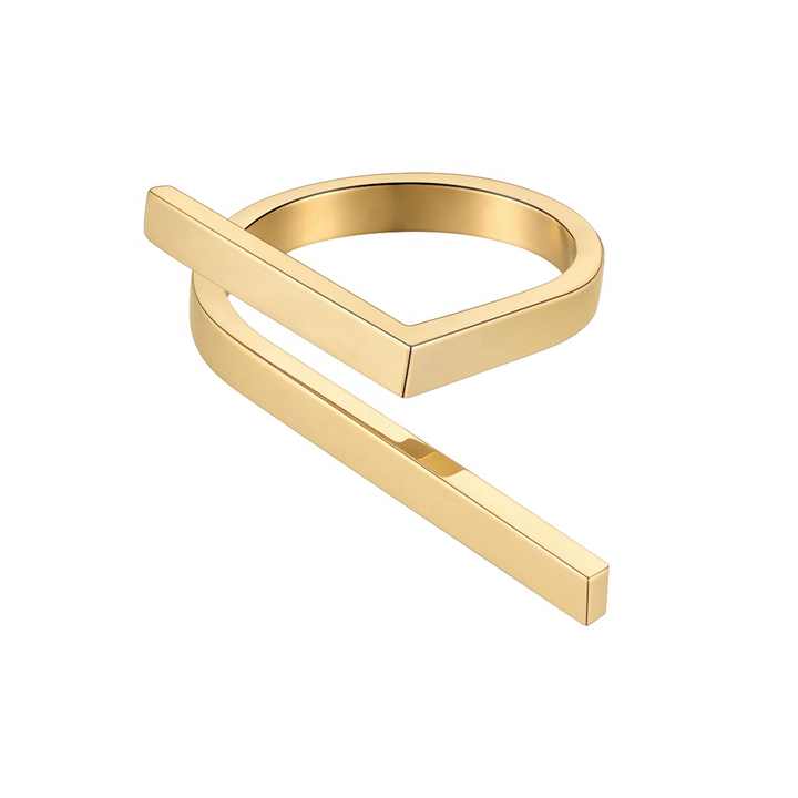 Original Design 18K Gold Plated Stainless Steel Jewelry Futuristic Rings Simple Gold Color Ring for Women Party Rings R214185