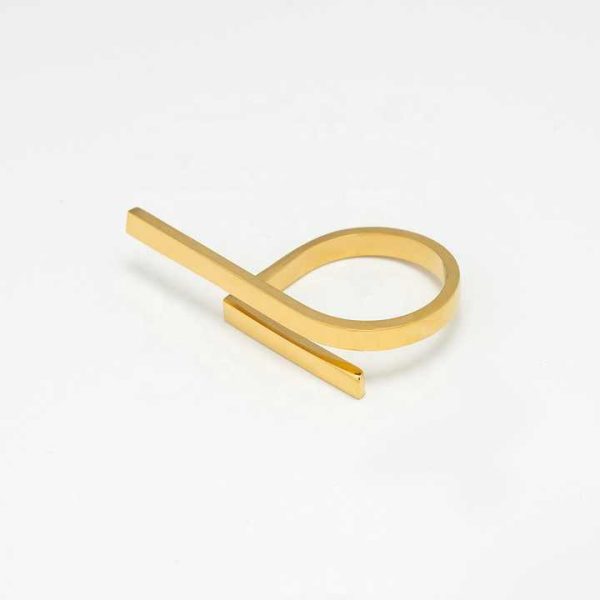 Original Design 18K Gold Plated Stainless Steel Jewelry Futuristic Rings Simple Gold Color Ring for Women Party Rings R214185
