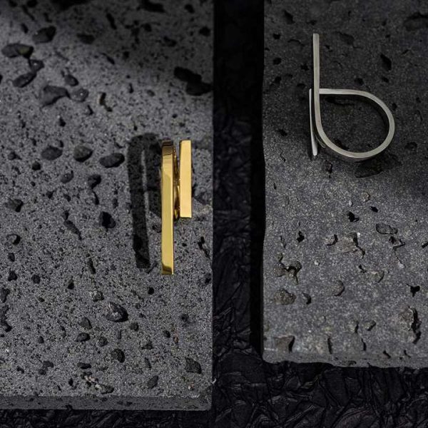 Original Design 18K Gold Plated Stainless Steel Jewelry Futuristic Rings Simple Gold Color Ring for Women Party Rings R214185