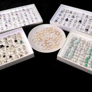 Trendy Alloy Love Heart Flower Ring Set, Silver Gold Plated Wedding Engagement Gift Jewelry for Women