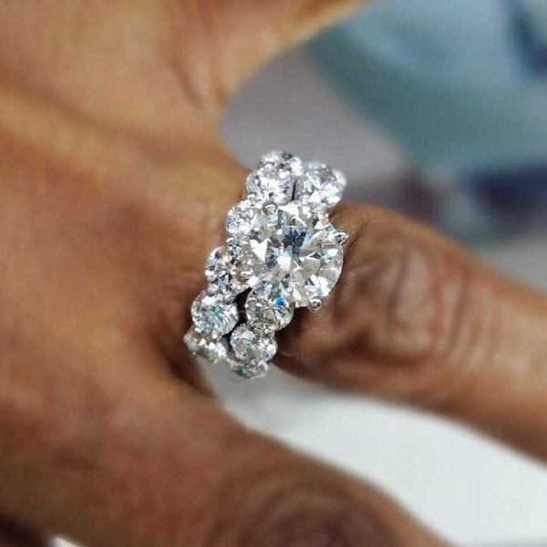 Manufacturer Direct Sale Fashion Jewelry KYRA0692 CZ Rings Platinum Plated 3A Zircon Wedding Rings Set for Women